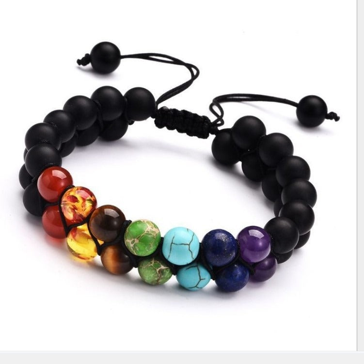 Wholesale Colorful Stone Black Volcanic Stone Yoga Energy Bracelet ACC-BT-Ceya006