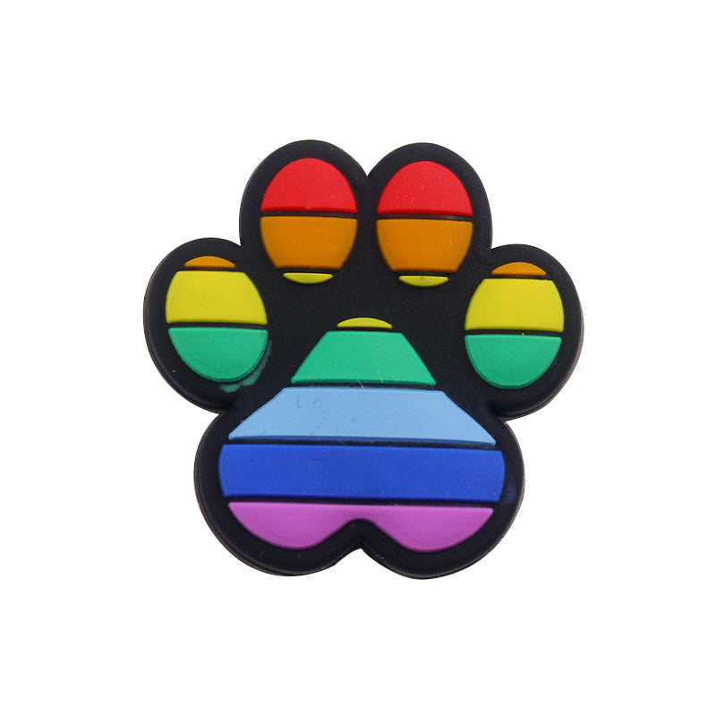 Wholesale 10pcs Cartoon Leopard Print Rainbow Dog Paw Silicone Beads Focal Beads DIY Beadable Pen Accessories ACC-BDS-GuangTian023