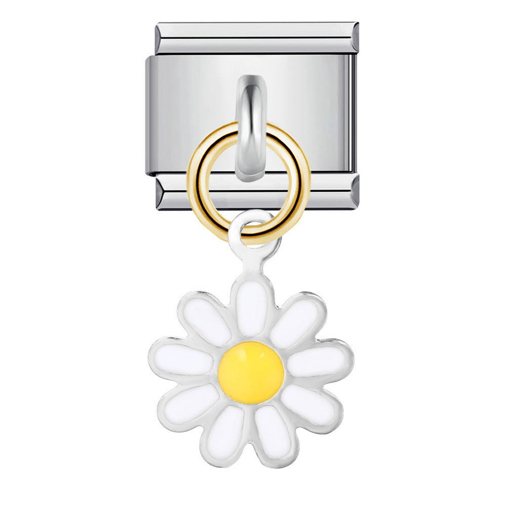 Wholesale Italian modular  Stainless steel gold-plated oil drip DIY bracelet