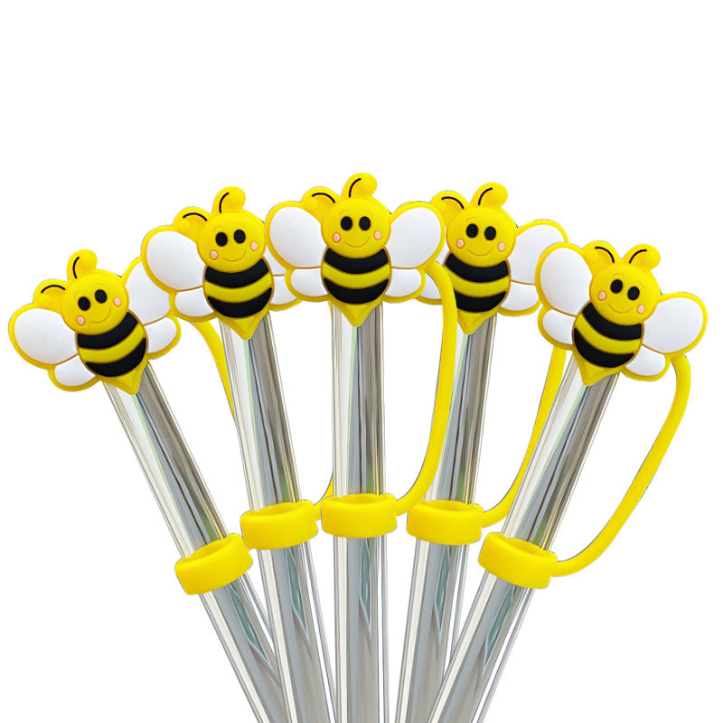 Wholesale 10pcs Bee Silicone Straw Stopper Straw Tube Cap 10mm Straw Decoration Straw Cover ACC-SCR-WDX001