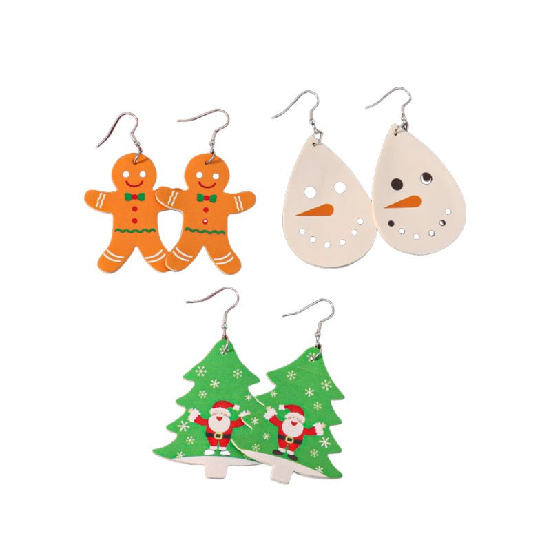 Wholesale Christmas-themed PU leather earrings