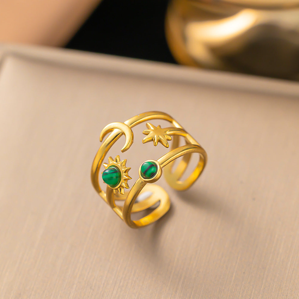 Wholesale Titanium Steel Geometric Open Adjustable Rings ACC-RS-YiBao009