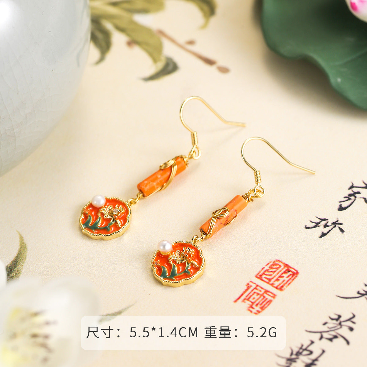 Wholesale  Natural Agate Stone Oil Painting Necklace Light Luxury  Beaded Necklace