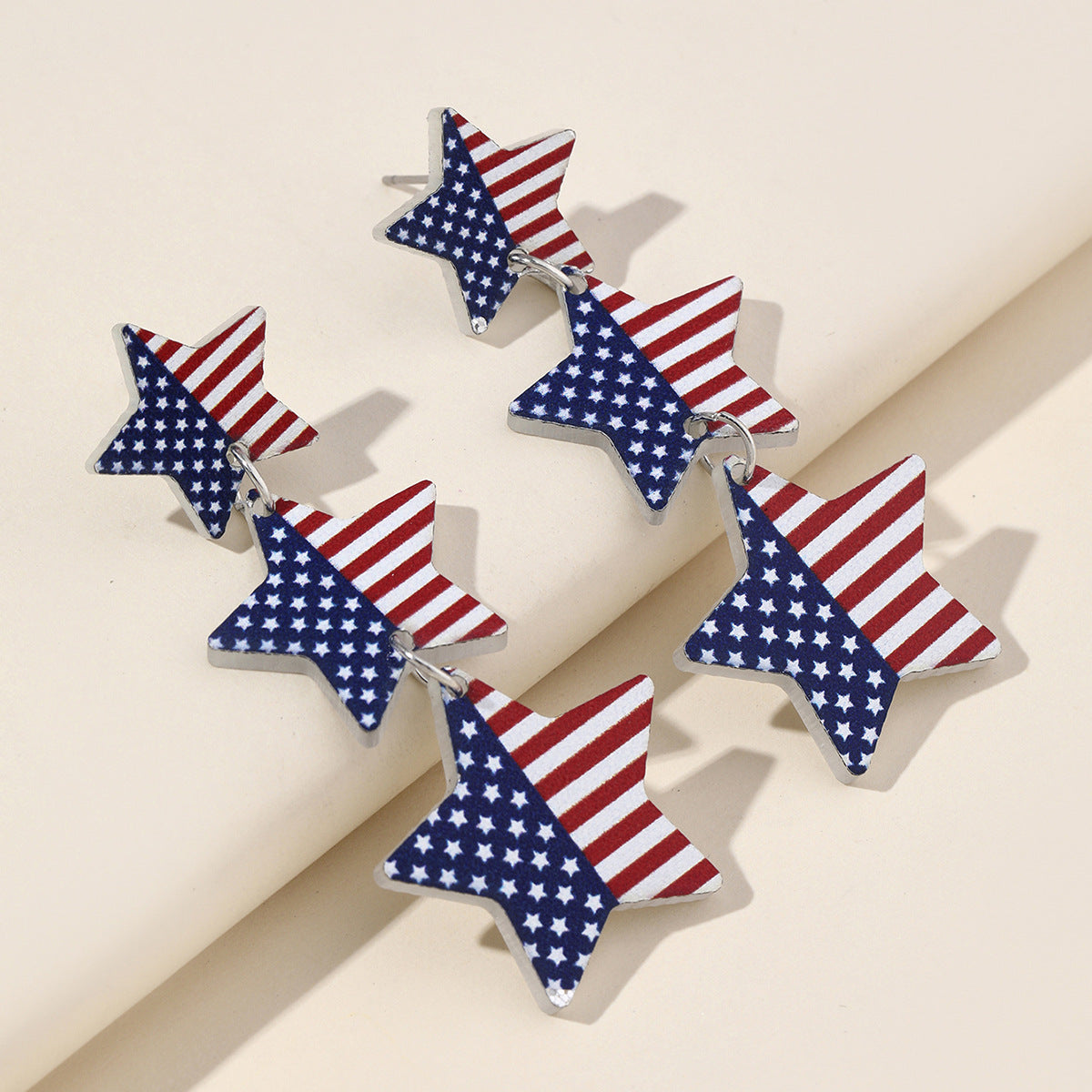 Wholesale  National Day Independence Day flag five-pointed star personality earrings