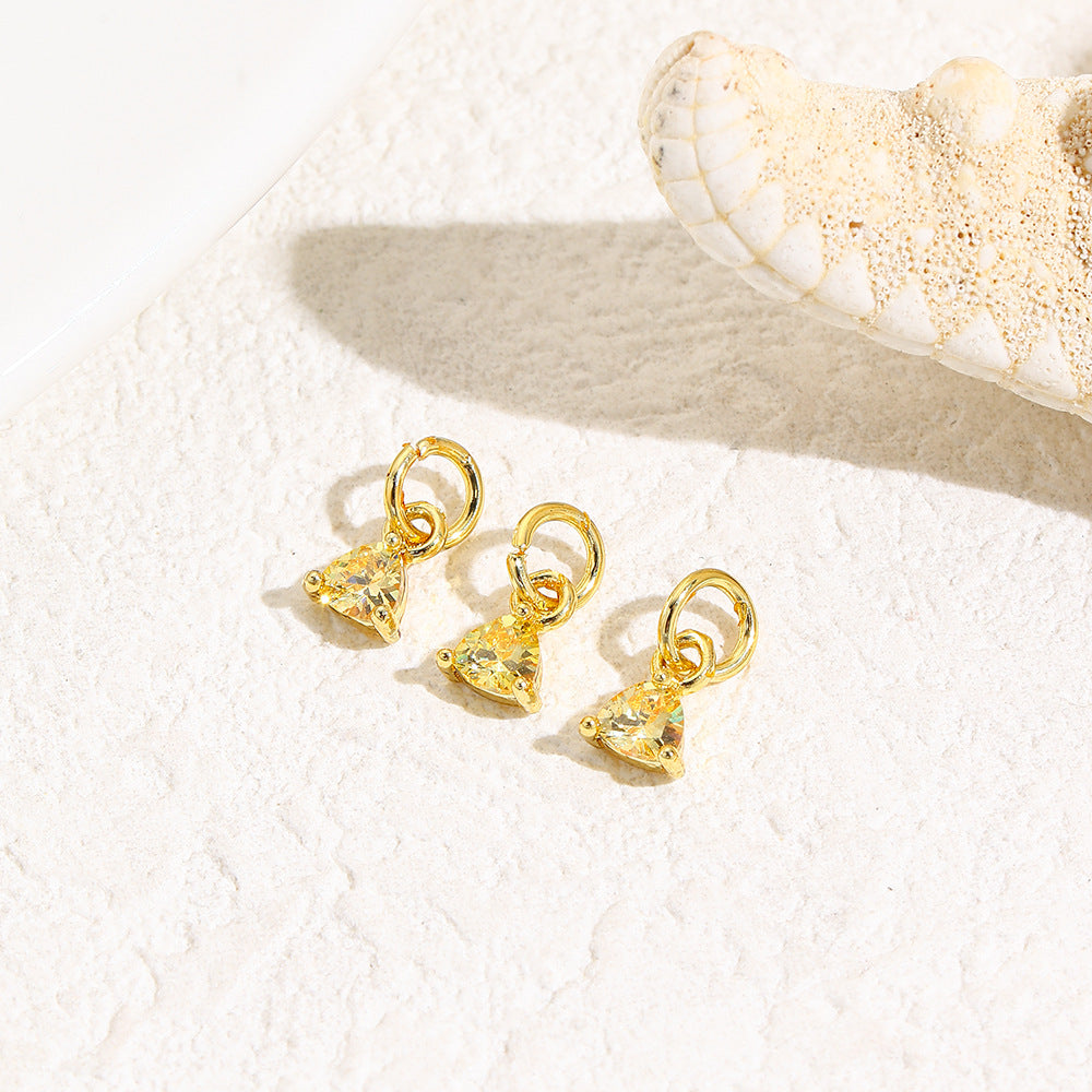 Wholesale Geometric triangle colored zircon small pendant