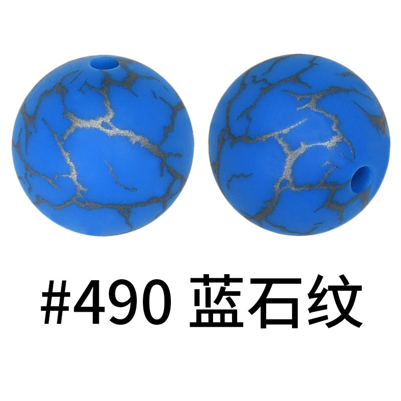 Wholesale 50pcs 15mm Colorful Crack Printed Silicone Balls DIY Beaded Accessories ACC-BDS-HeSheng050