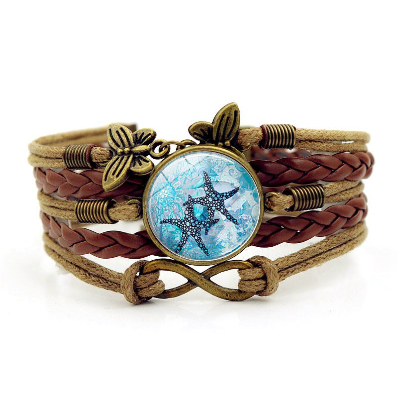 Wholesale  Turtle Dolphin Time Gem Bracelet Unlimited Symbol Butterfly Multi-layer Hand Rope