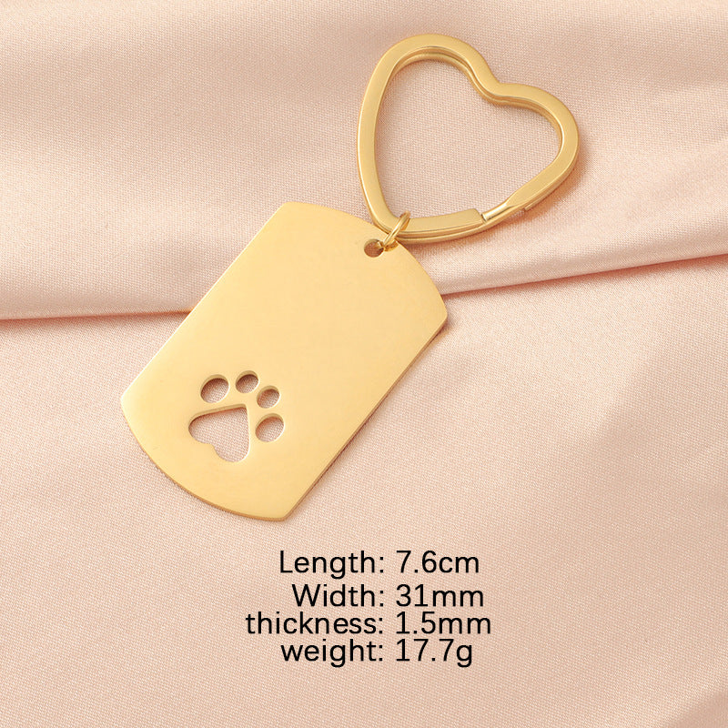 Wholesale Stainless Steel Hollow Dog Paw Keychain
