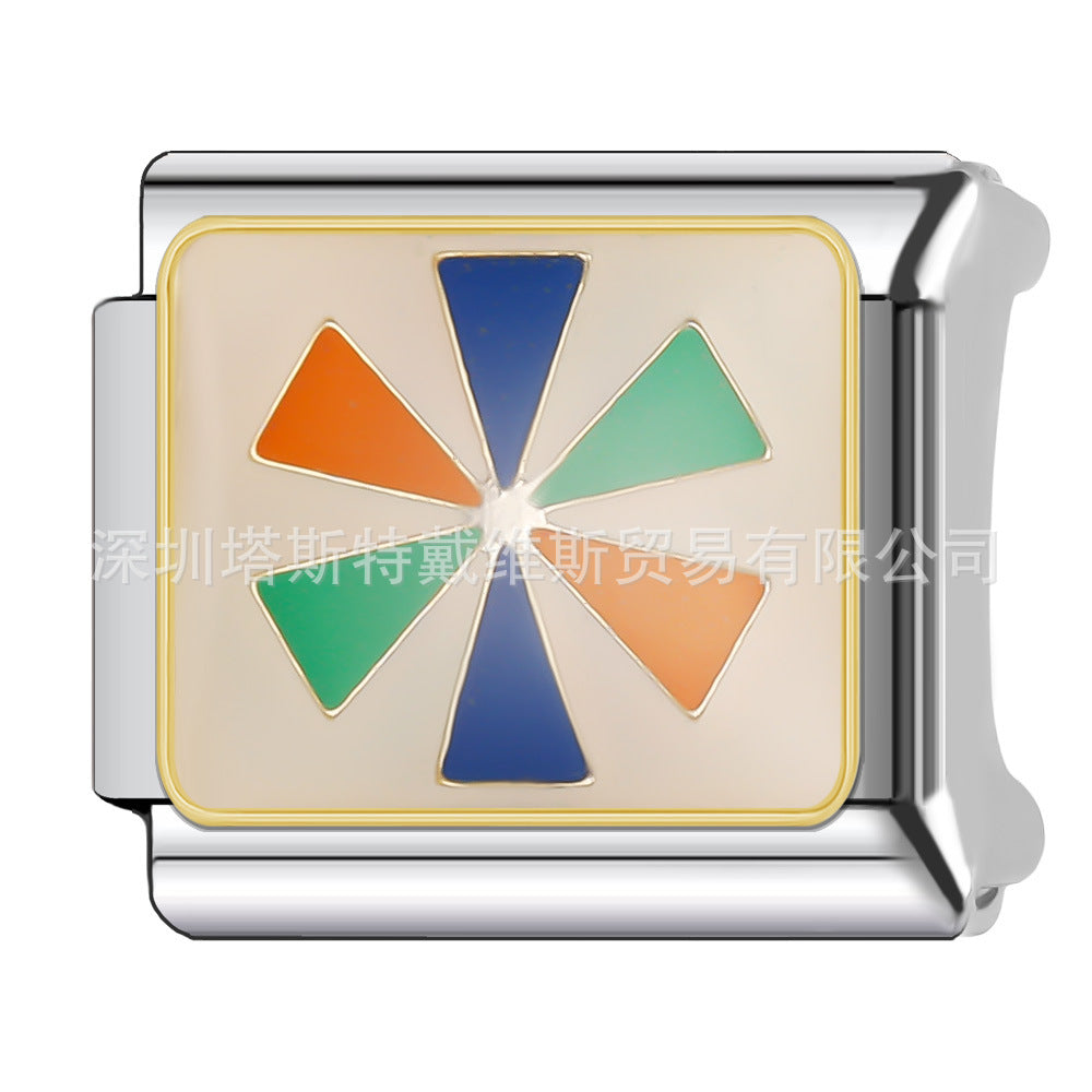 Wholesale 9mm Italian Charm Starter Bracelets DIY square Single Section Creative Stainless Steel Composable Bracelet