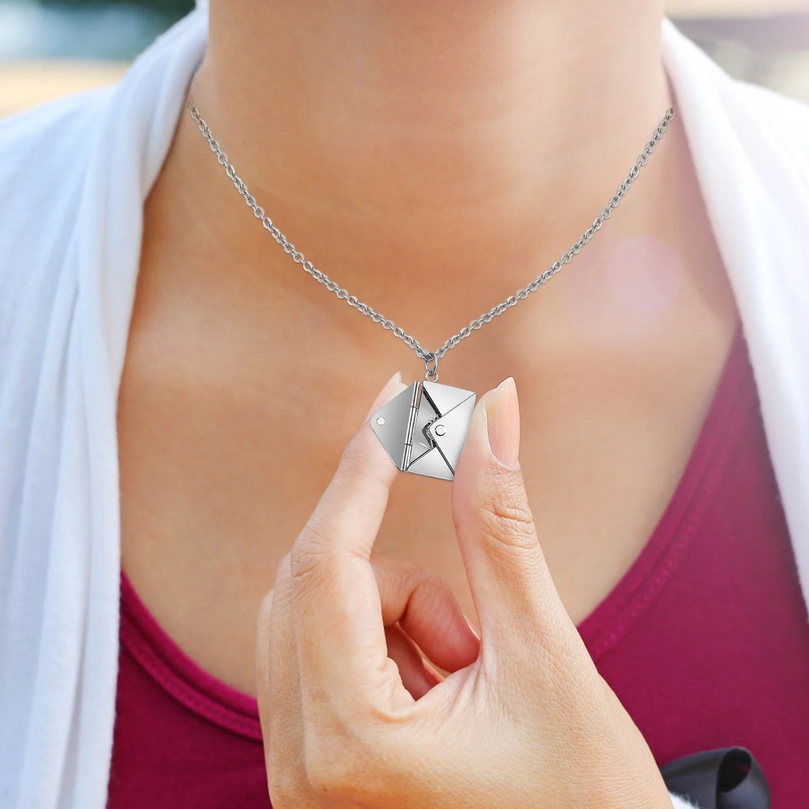 Wholesale Christmas Envelope Engraved Love Letter Necklace