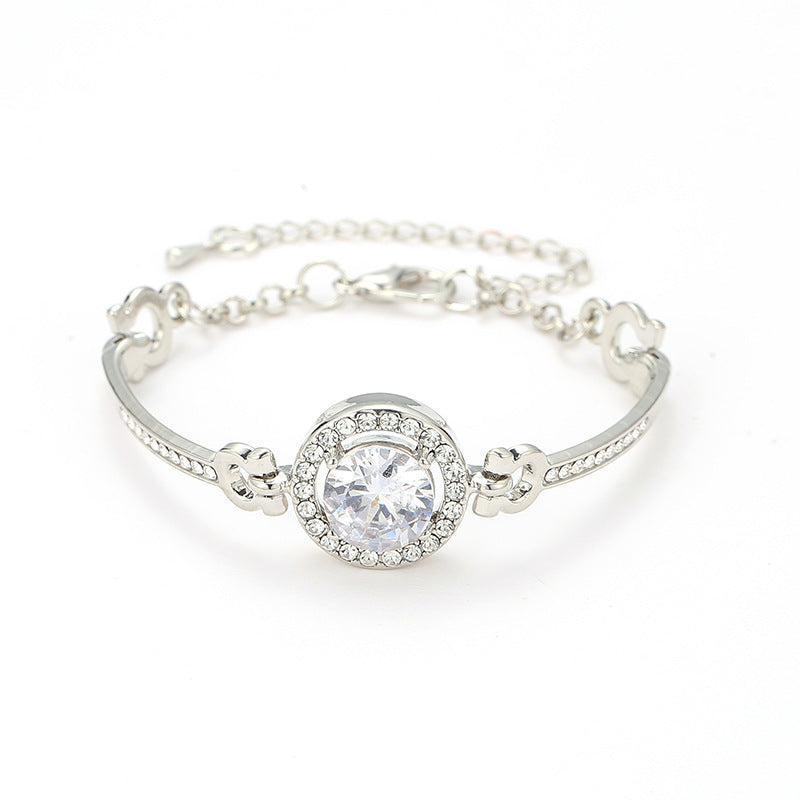 Wholesale Fashionable Geometric Sparkling Bracelet For Women Gold Tone Alloy Jewelry Everyday Wear Gift