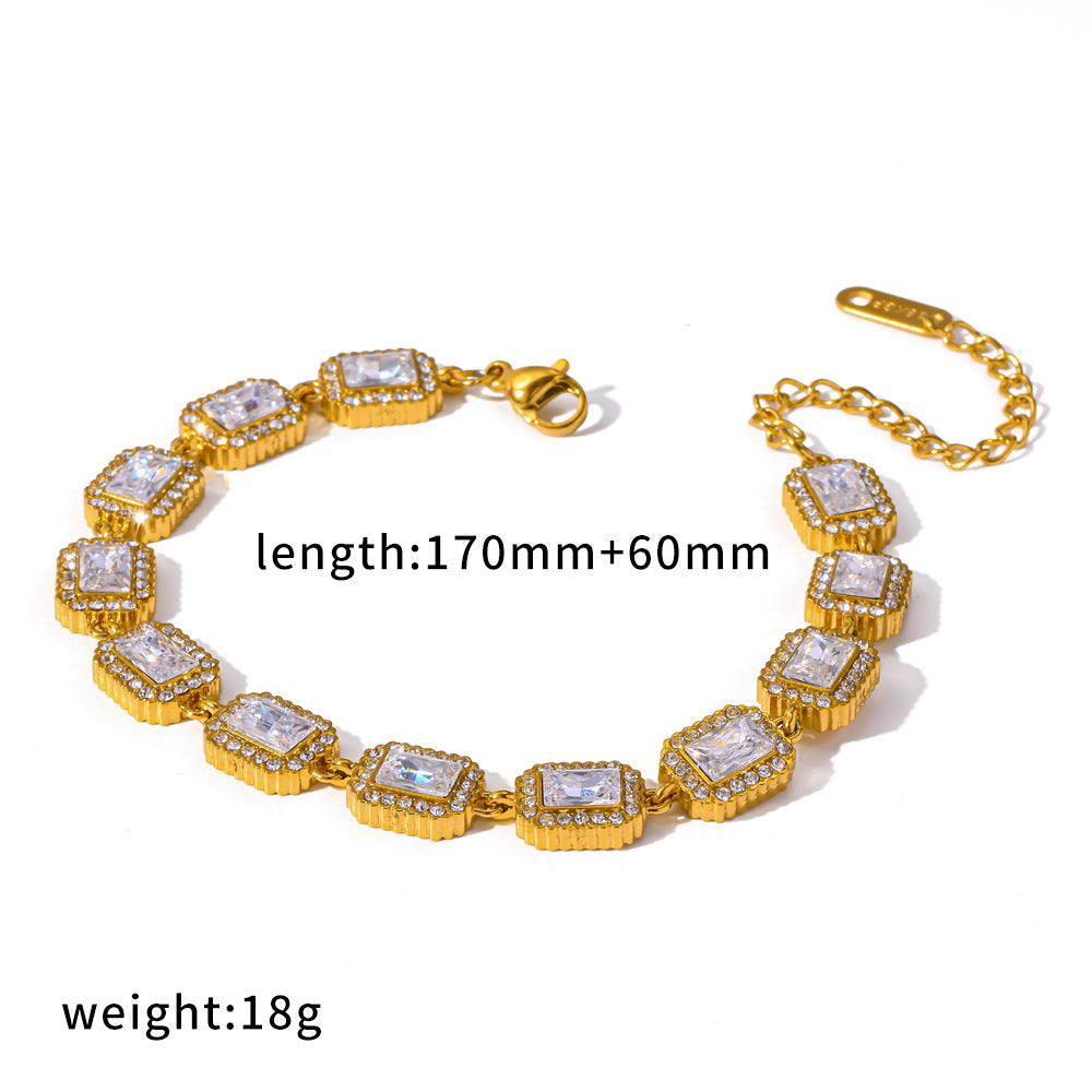 Wholesale Diamond stainless steel bracelet fashionable versatile high-end feel multi-stone