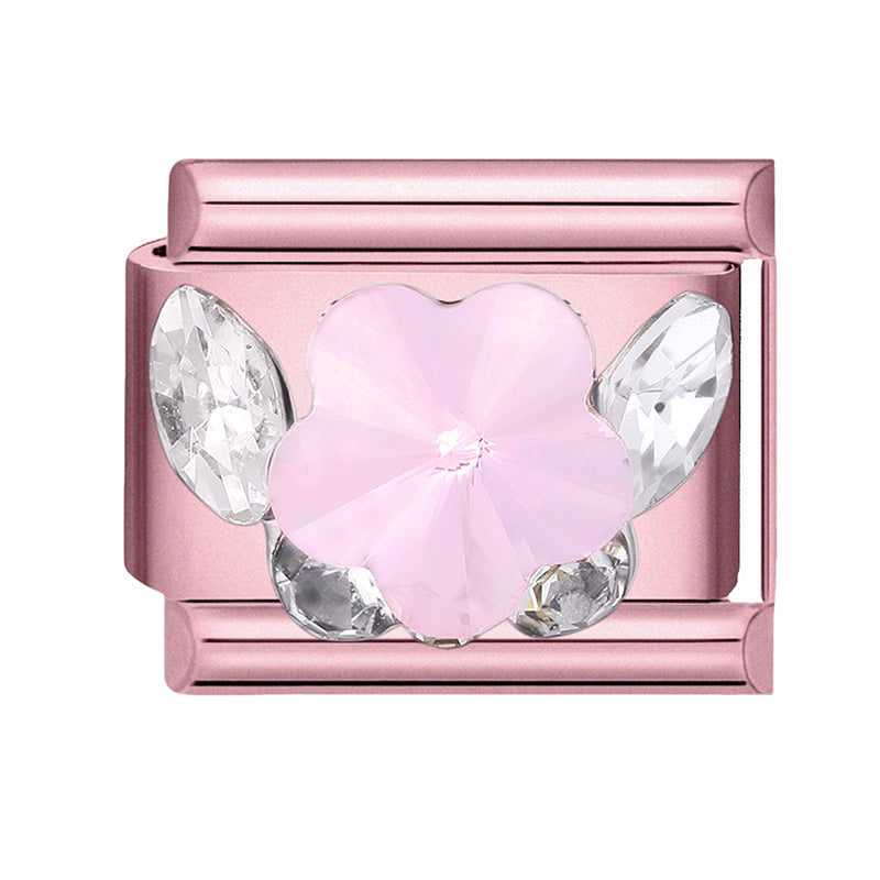 Wholesale 9mm Italian Charm Starter Bracelets pink series  DIY  Single Section Creative Stainless Steel Composable Bracelet