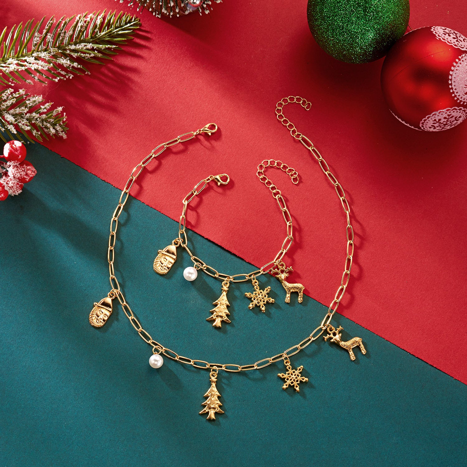 Wholesale Christmas tree snowman necklace