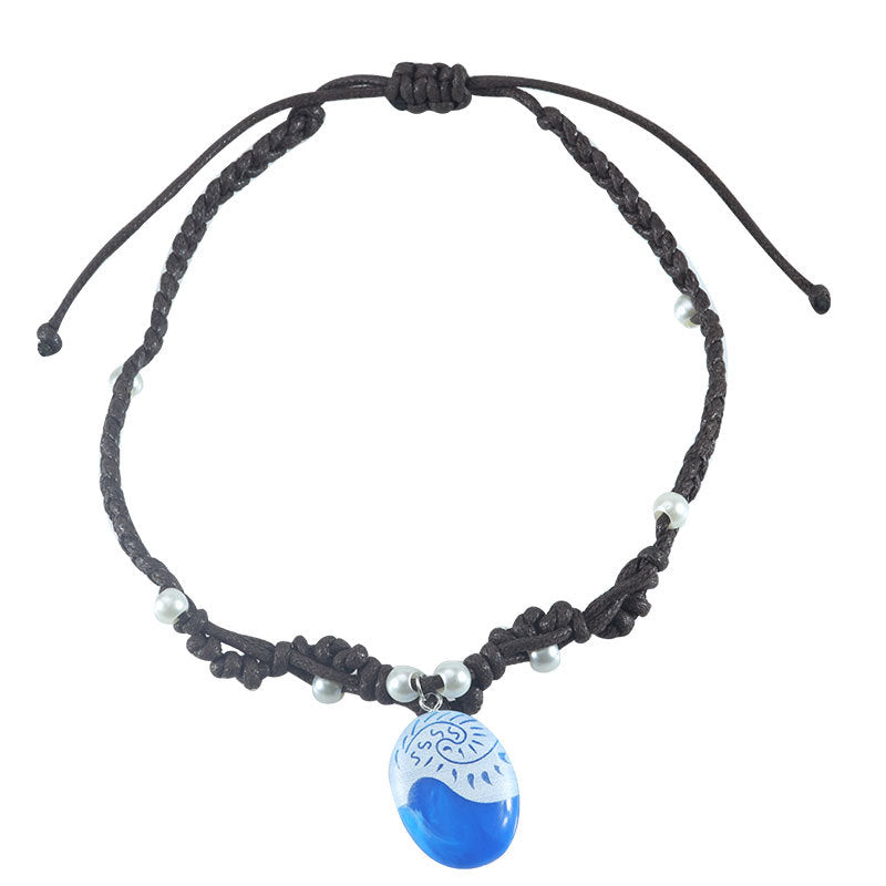 Wholesale Vintage Blue Hollow Knot Necklace