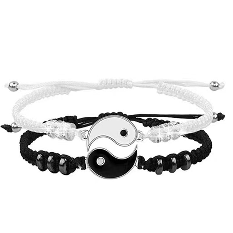 Wholesale Trendy Alloy Handmade Woven Couple Bracelet Set Taiji Bagua Design Gift Resale