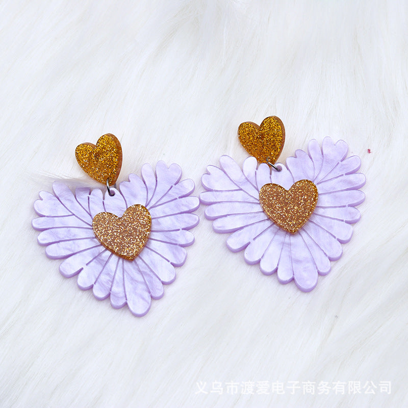 Wholesale Valentine's Day Heart Spliced Acrylic Earrings