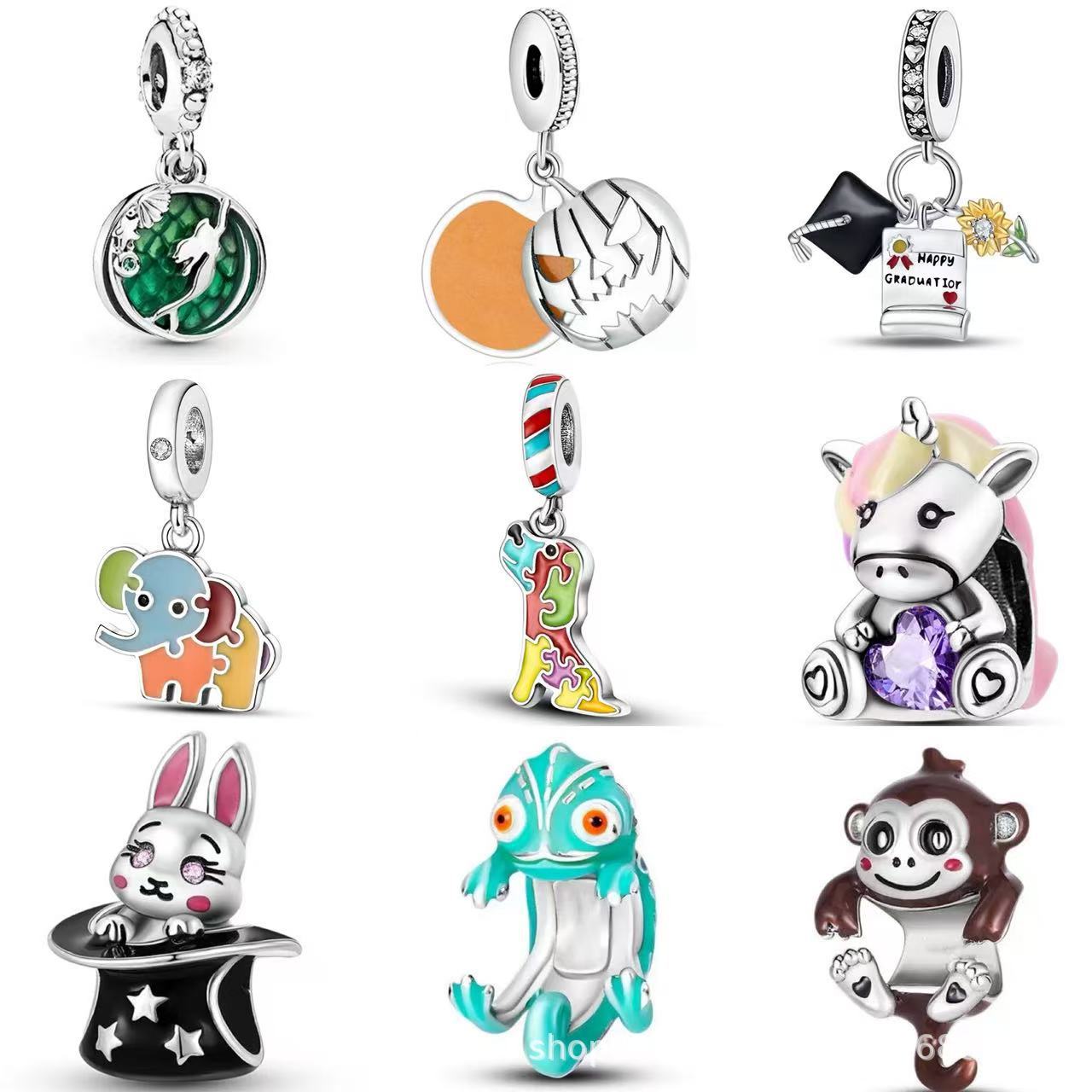 Wholesale 5pcs Exquisite Enamel-Drip Crafts  DIY Beaded Bracelet Charms