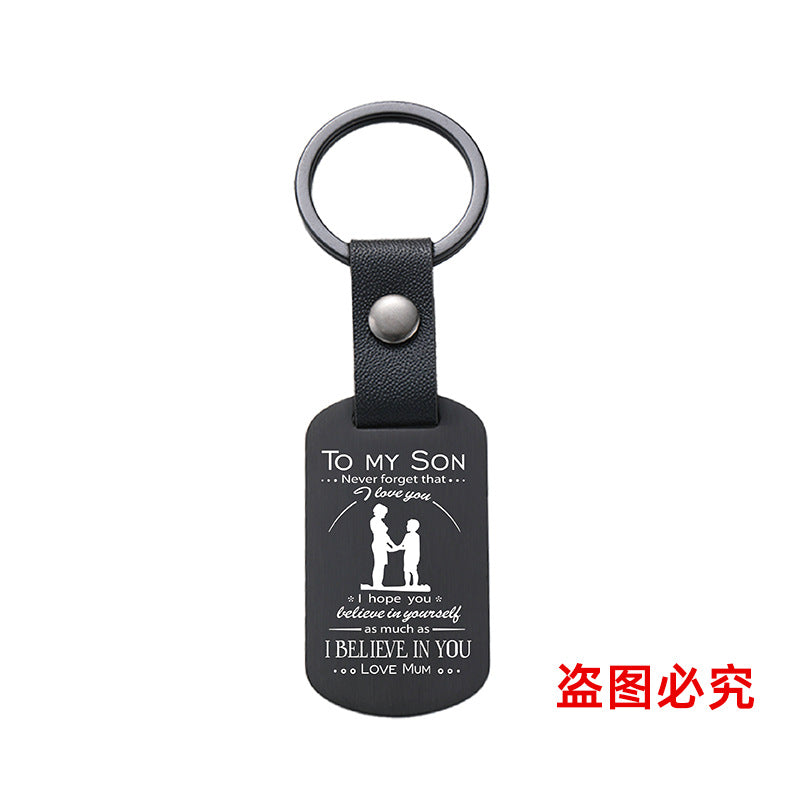 Wholesale Family Gift for Son Metal Leather Keychains ACC-KC-GangGu031