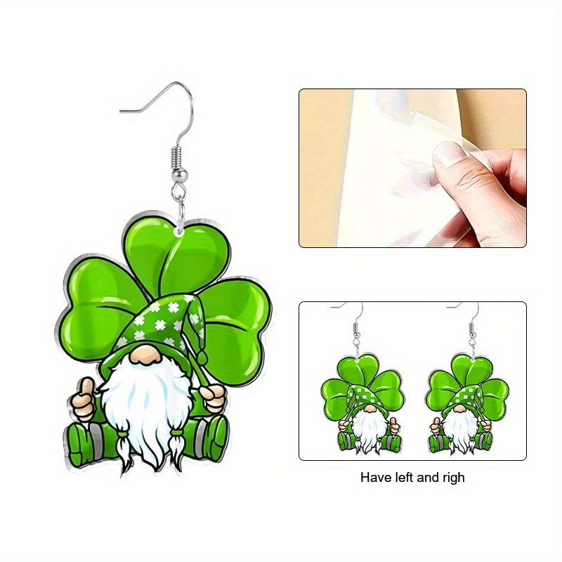 Wholesale St. Patrick's Day Green Dwarf Acrylic Earrings