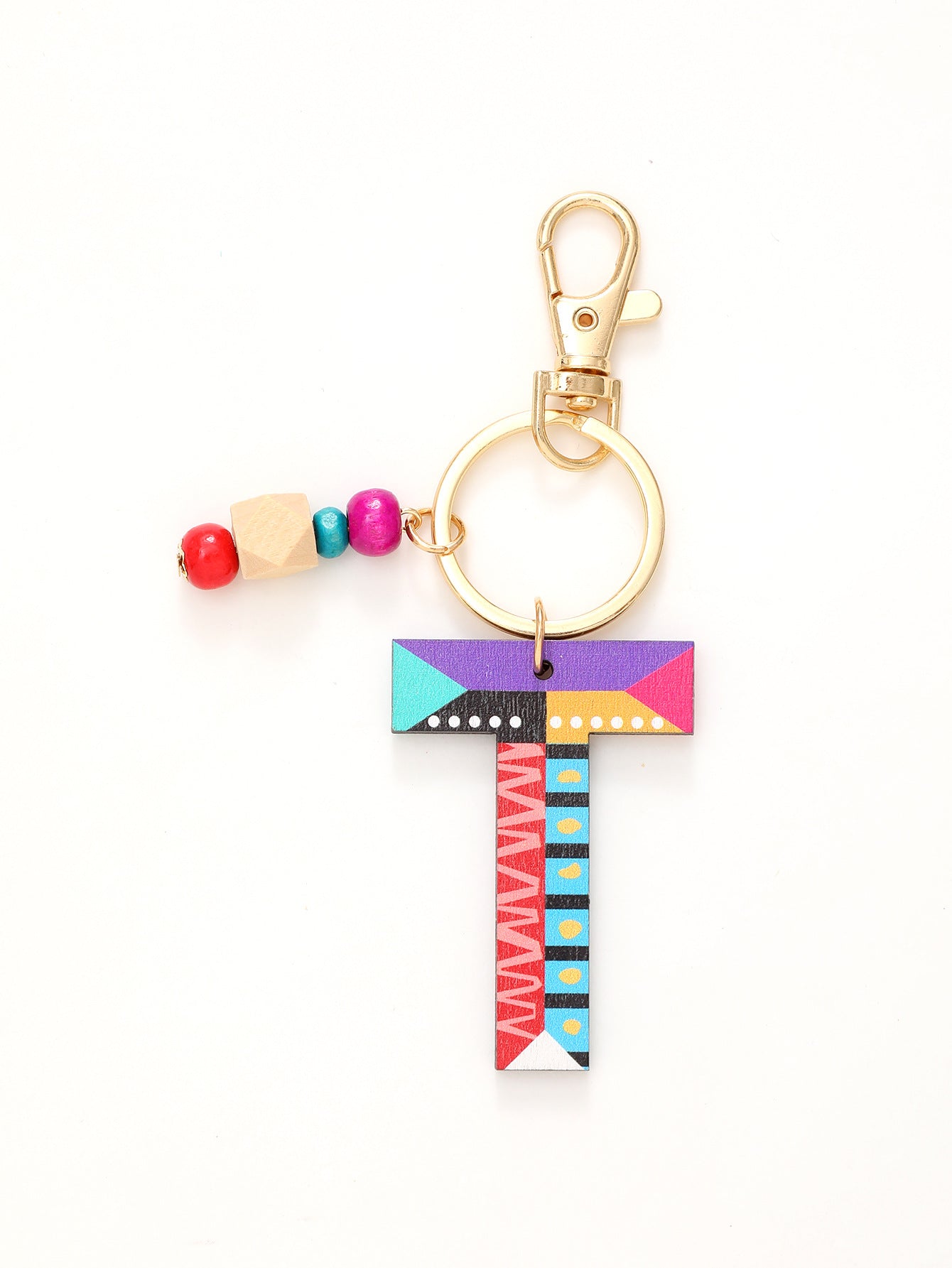 Wholesale Trendy Alphabet Bead Keychain Wooden Car Key Accessory Gift Boutique Resale