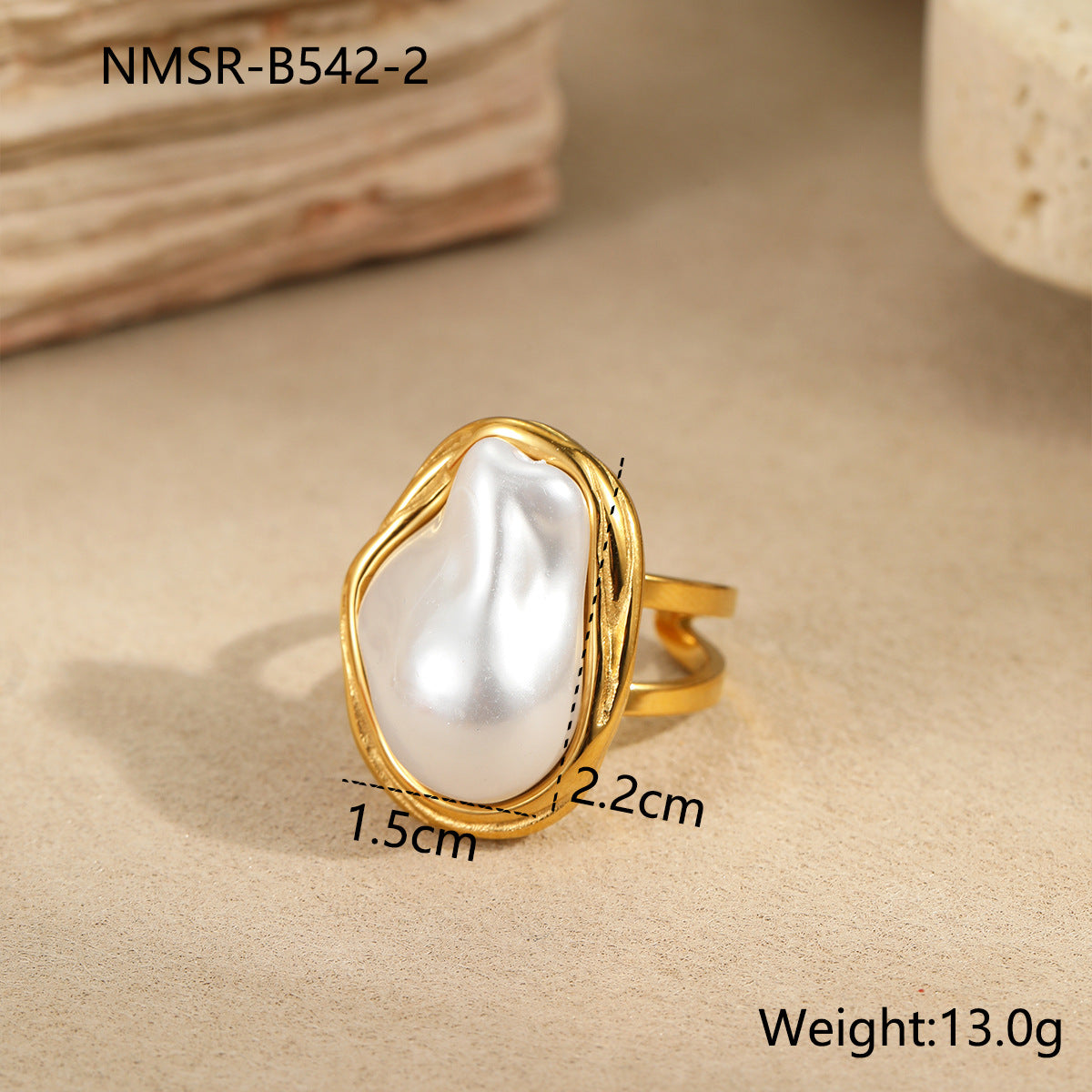 Wholesale  Luxury Inlaid Zircon Natural Stone Stainless Steel Ring