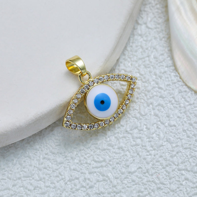 Wholesale Gold Plated Copper Eye Pendant Necklace with Zircon - Trendy Jewelry Accessory for Women