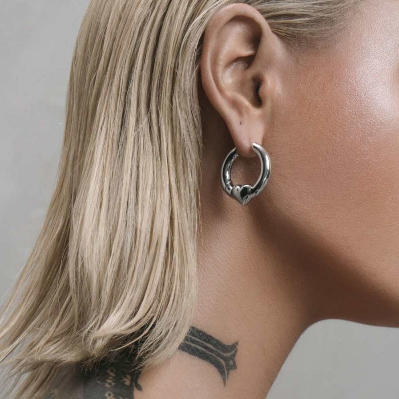 Wholesale Stainless Steel Two-color Gold-plated Silver Color Matching Love Earrings