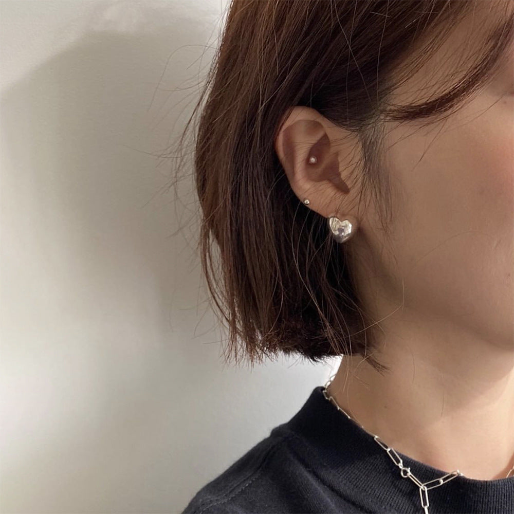 Wholesale Heart-Shaped Earrings with Silver Needle for Women,  2025 New Trendy Korean Style,  Internet Celebrity Personality Design Stud Earrings