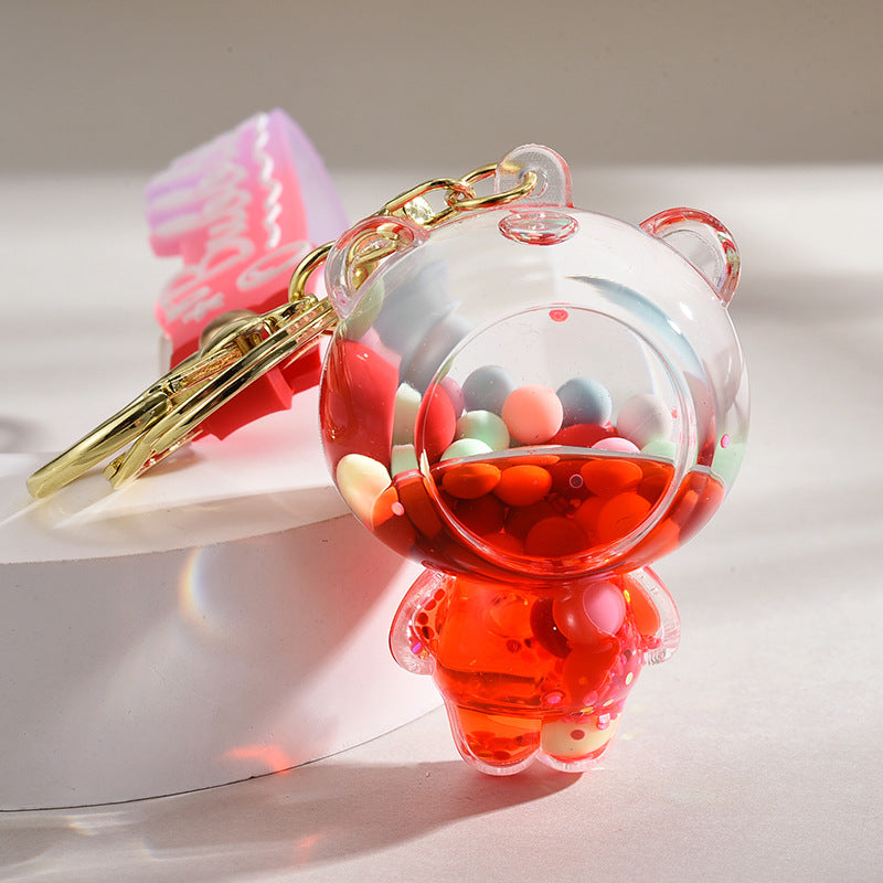 Wholesale Acrylic Liquid Into The Oil Bear Keychain