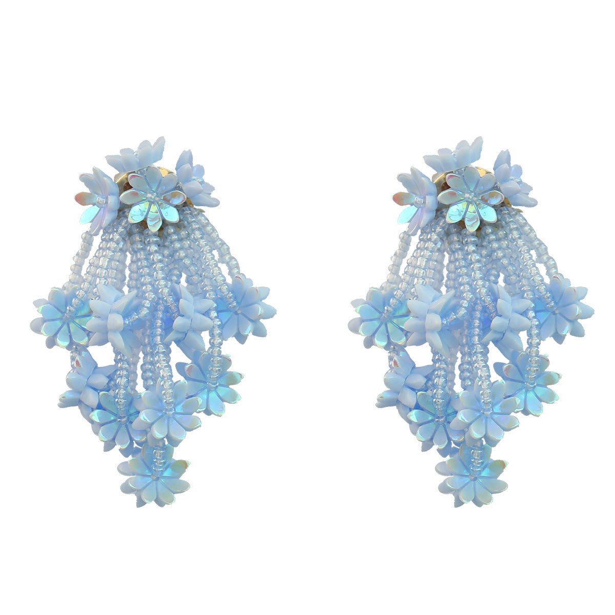 Wholesale multi-layered rice beads tassel flower resin flower earrings ACC-ES-JL021