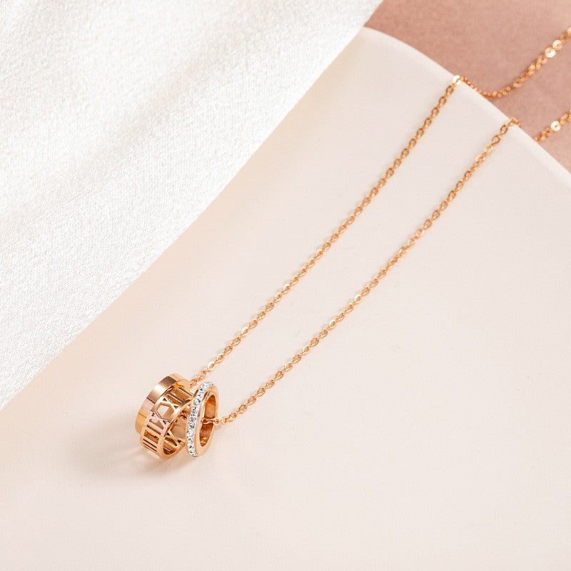 Wholesale Titanium Steel Rose Gold Jewelry Necklace