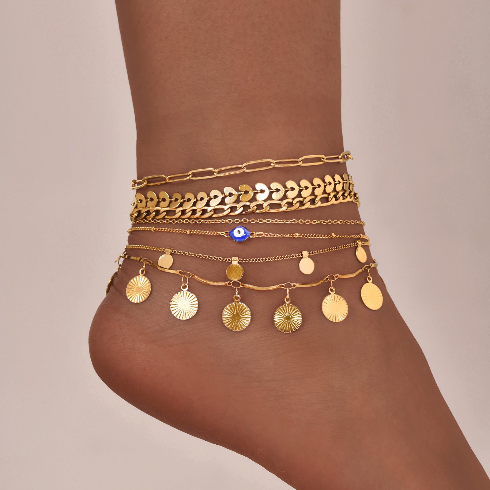Wholesale Stainless Steel Geometric Anklet For Women Beach Style Fashion Jewelry Accessory