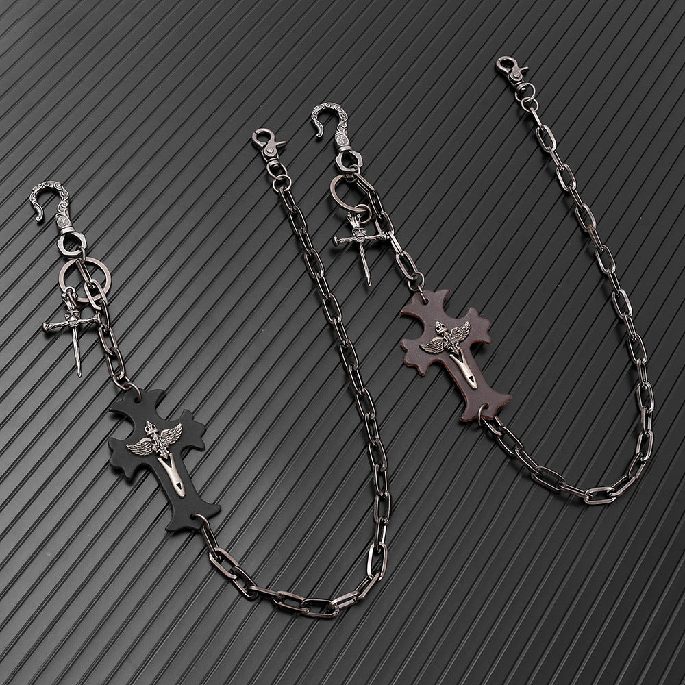 Wholesale Metal punk cross waist chain