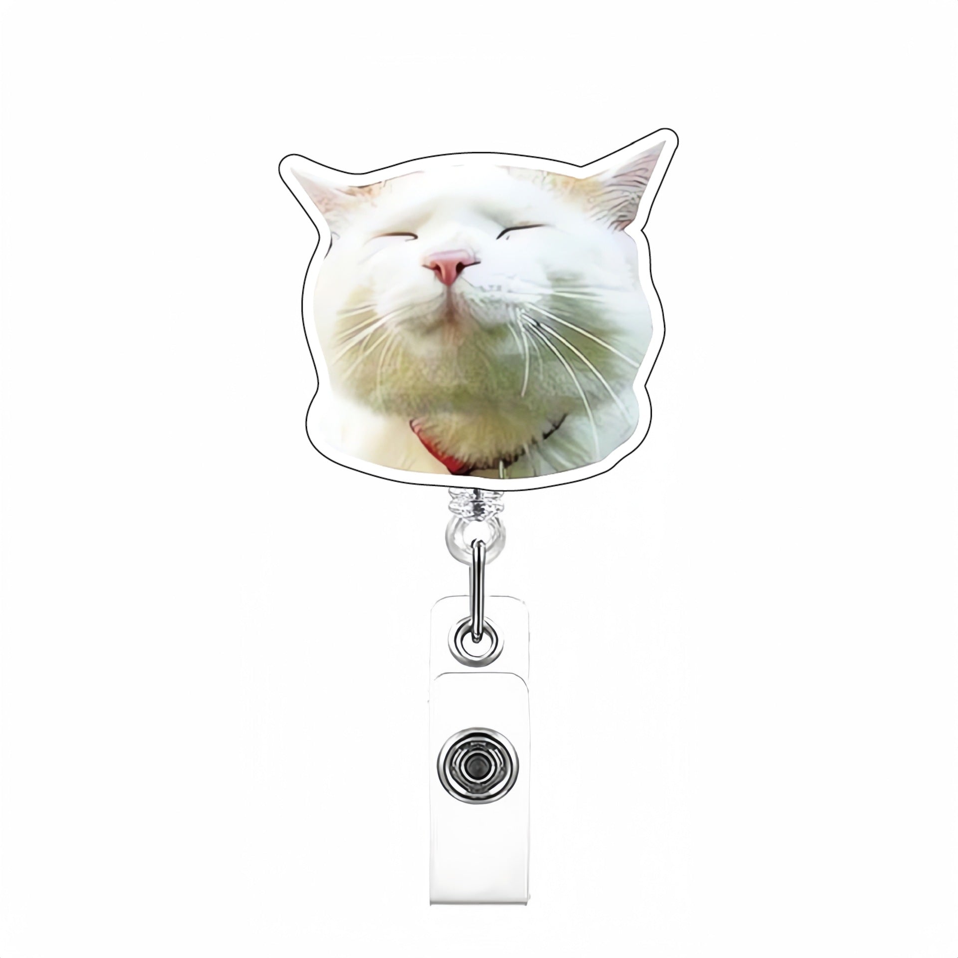 Wholesale Cute Cat Acrylic Retractable Rotating Badge Keychain