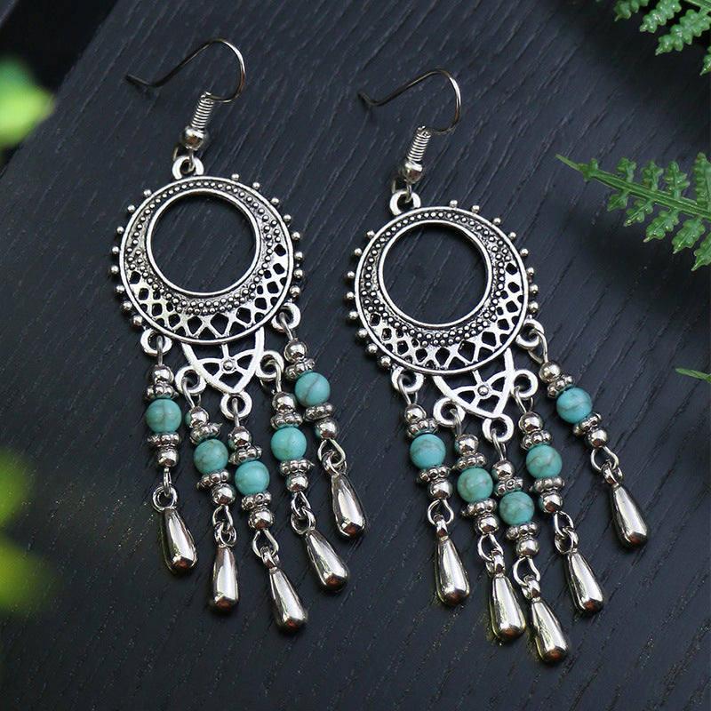 Wholesale Boho Vintage Long Acrylic Turquoise Earrings ACC-ES-MoMo007