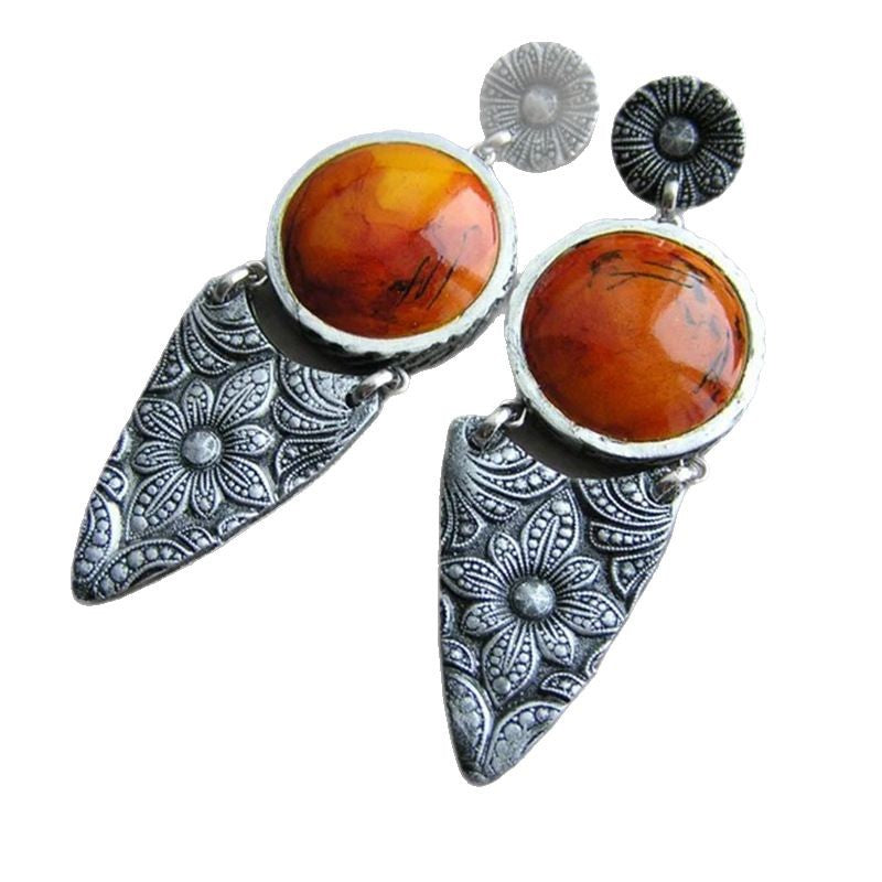 Wholesale Ethnic Style Metal Carved Long Earrings