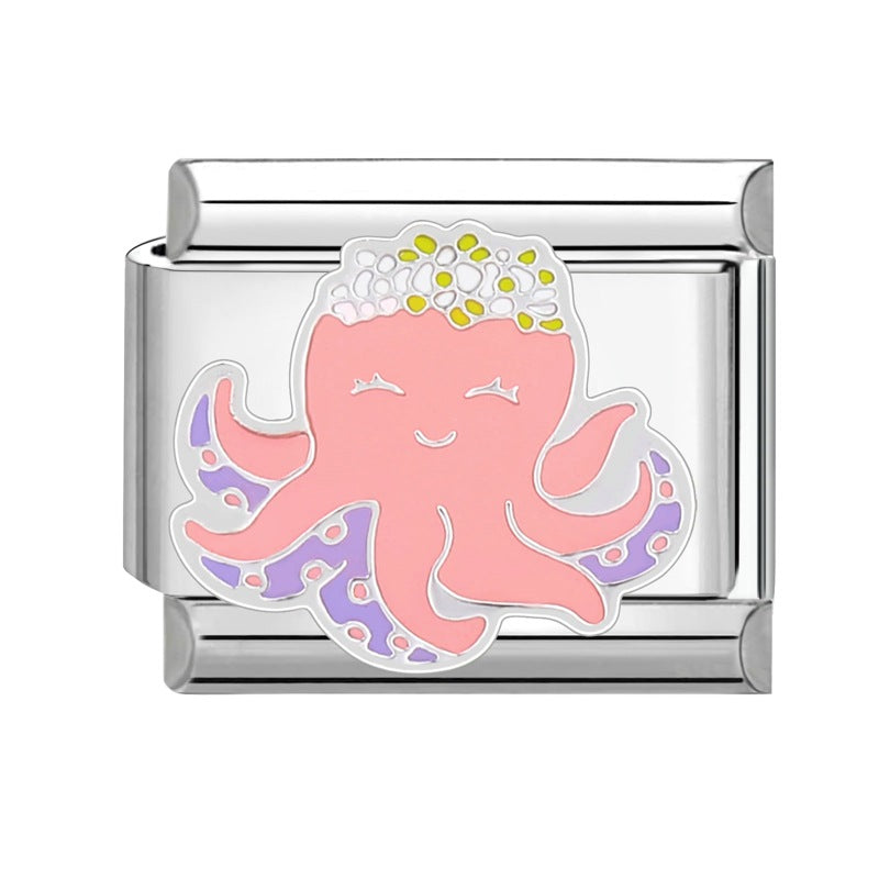 Wholesale Italian Charm Bracelet 9mm DIY Splicing Cute Cartoon Stainless Steel Composable Bracelet