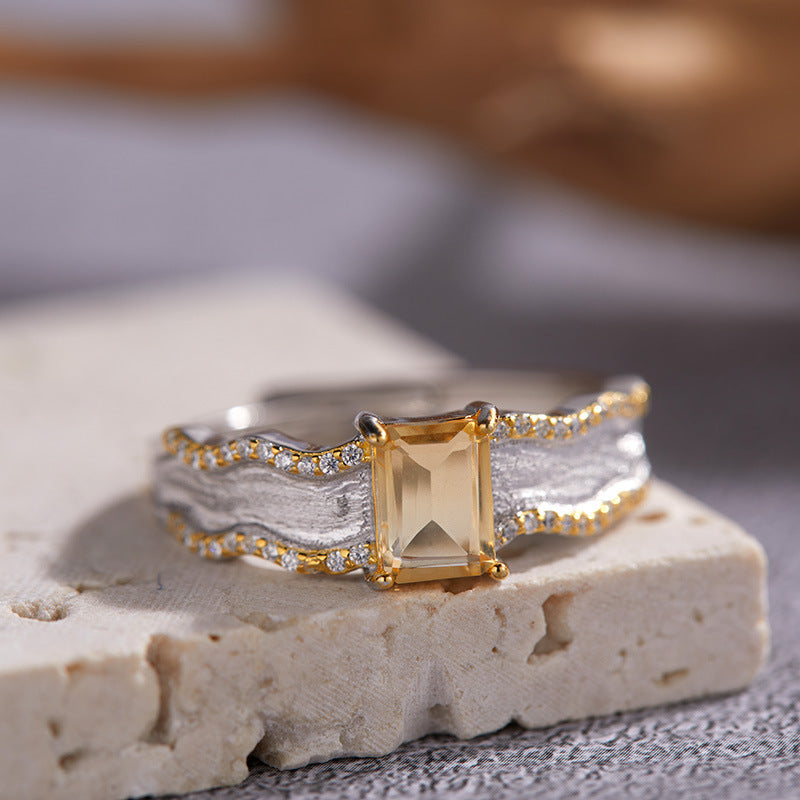 Wholesale S925 sterling silver natural peridot open ring