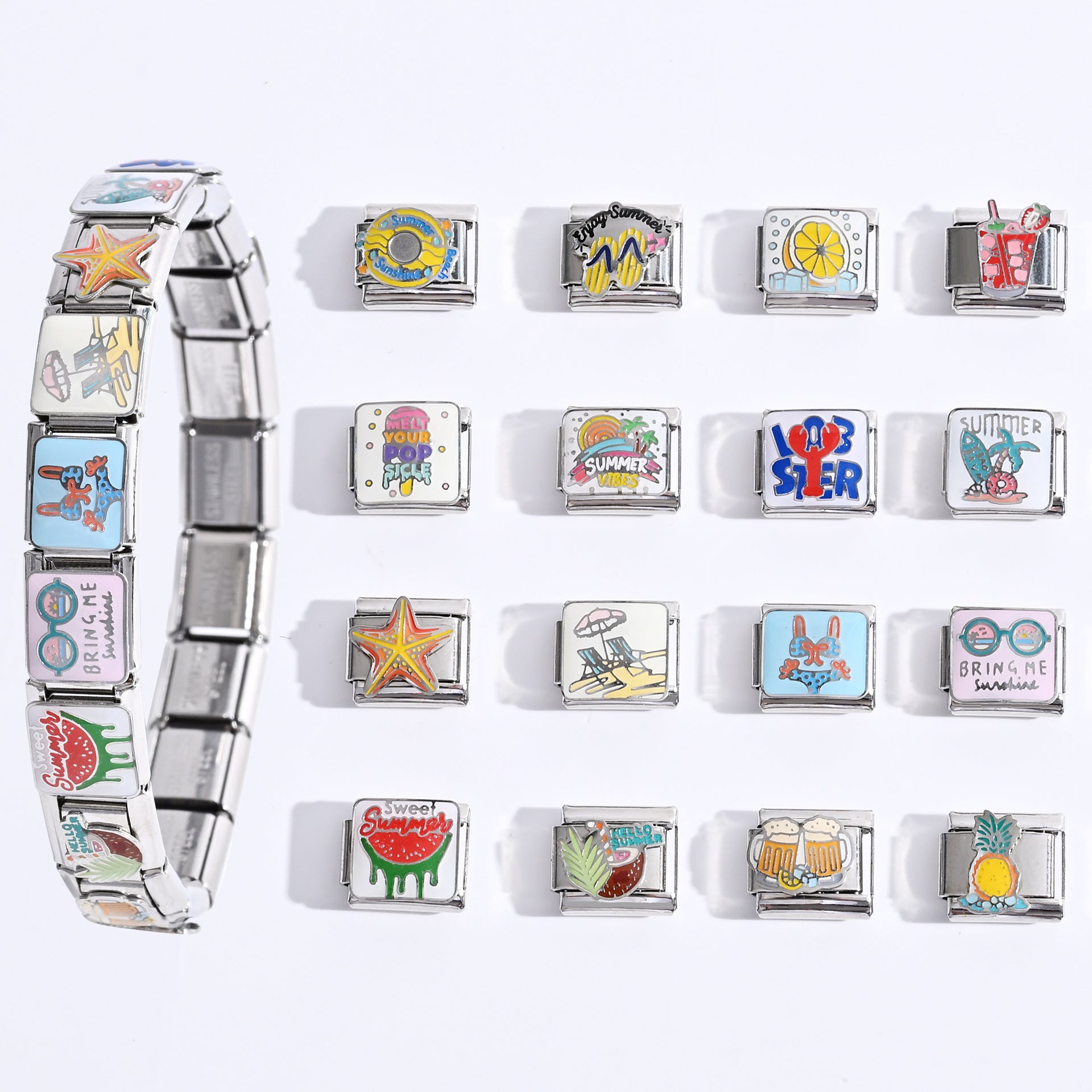 Wholesale Summer Party Series DIY Stainless Steel Bracelet Watch Kit Decorative Accessory for Gift Resale