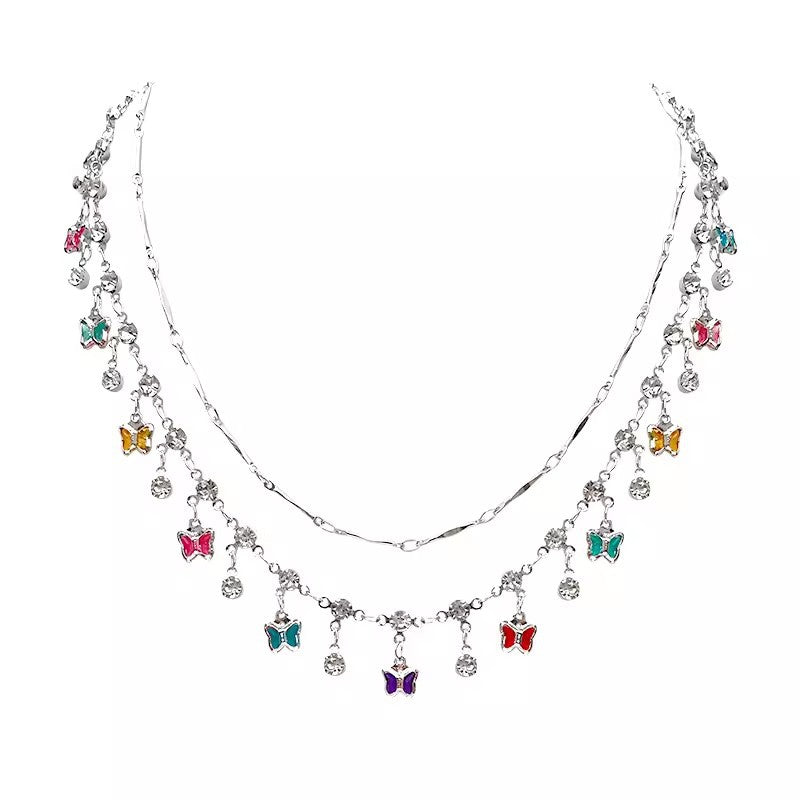 Wholesale Copper Electroplated Butterfly Necklace Trendy Layering Jewelry Accessory for Women