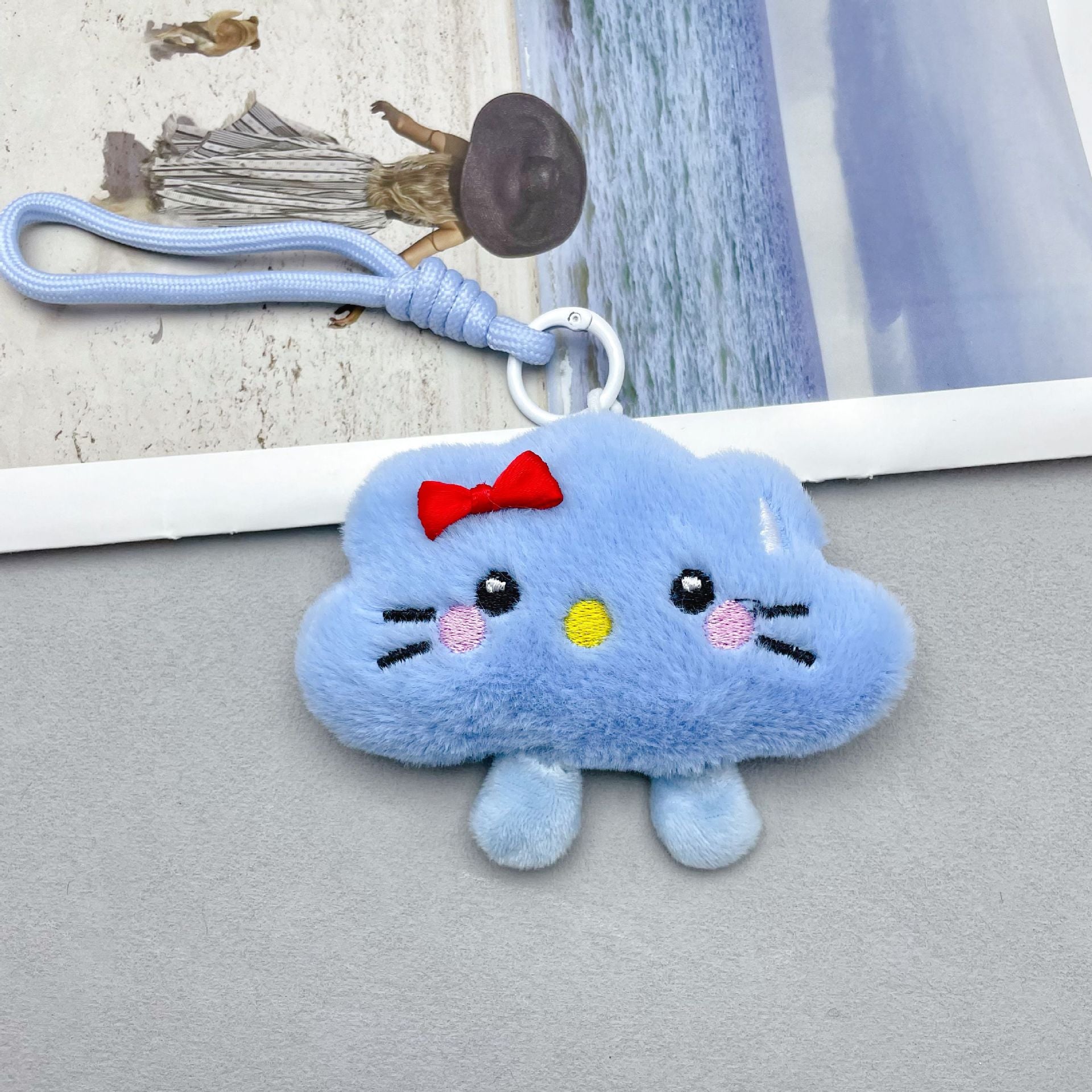 Wholesale Stylish Cloud Plush Keychain Bag Charm Pink Wool Yarn Cute Gift for Couples