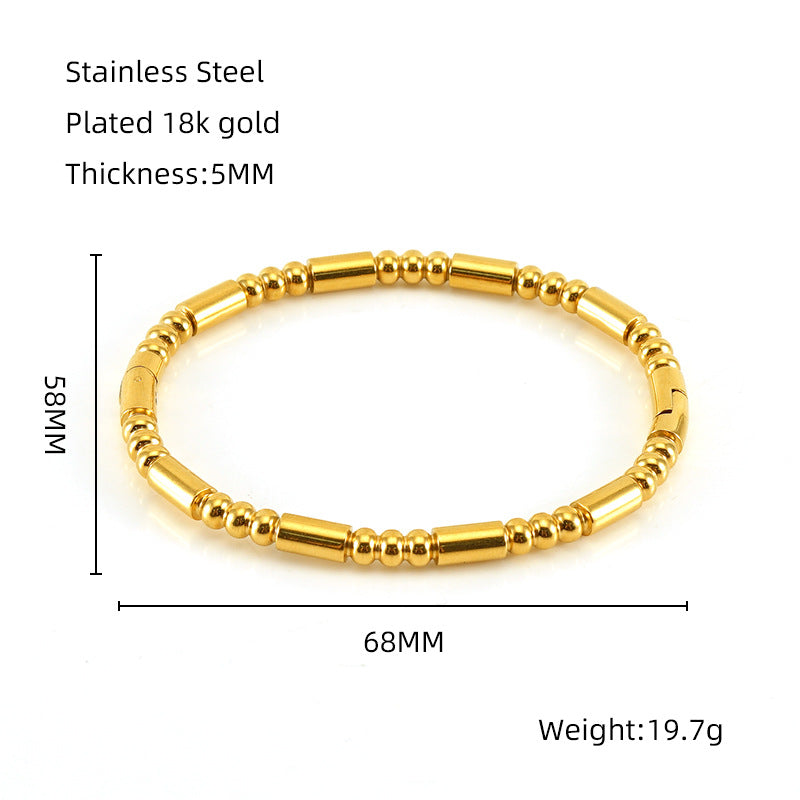 Wholesale Golden Bamboo Titanium Steel Plain Bracelet Stainless Steel Hand Jewelry ACC-BT-Zhongy002