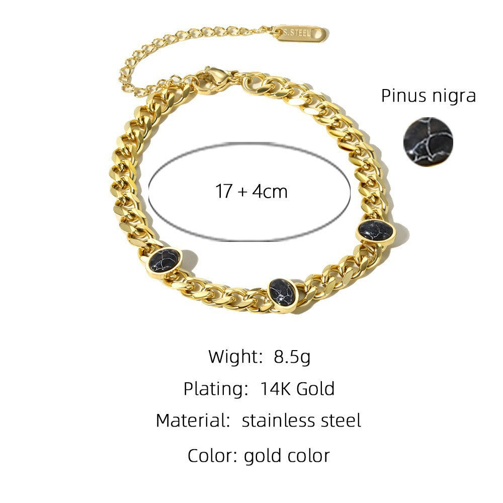 Wholesale Vintage Titanium Steel Bracelets Cuban Bracelet 18K Electroplating Light Luxury Bracelet ACC-BT-Mingl001