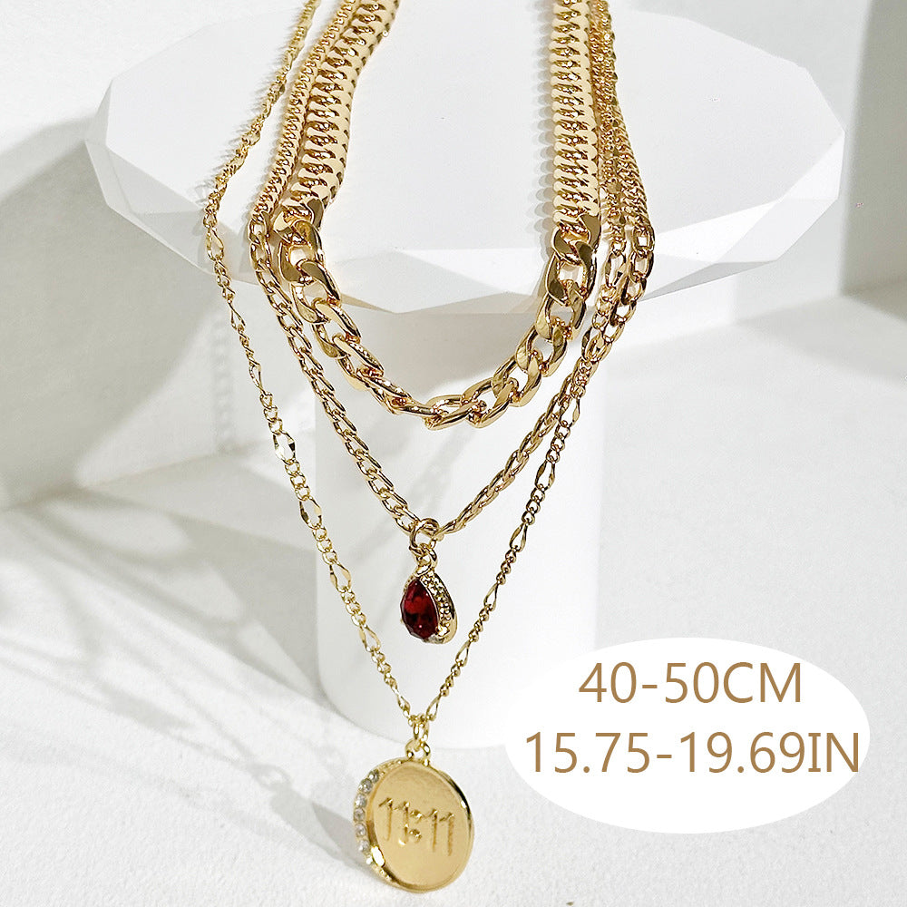 Wholesale Gold Multi-Layer Drop Necklace Stylish Geometric Pendant Jewelry for Boutique Resale