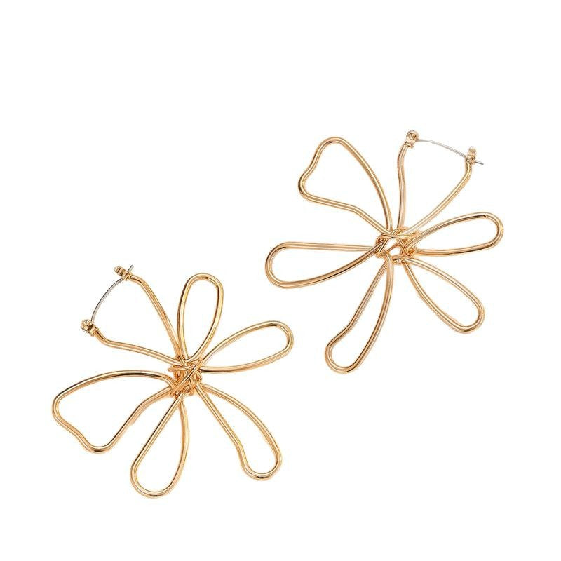 Wholesale Metal wire wrapped hollow flower earrings