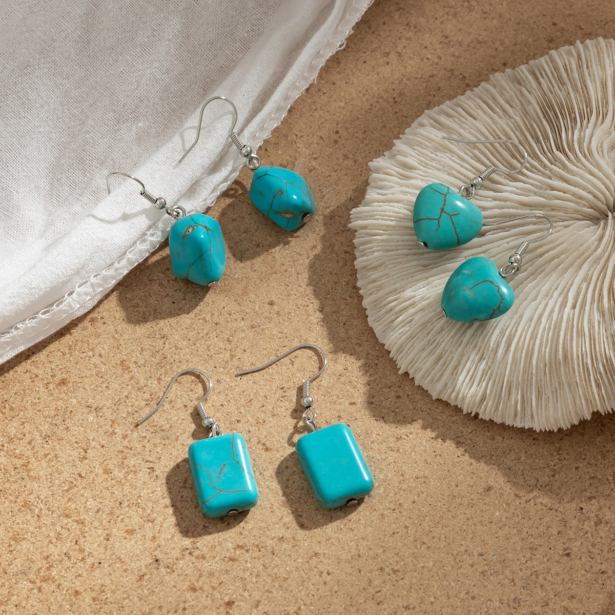 Wholesale Turquoise Geometric Earrings Stylish Bohemian Boutique Jewelry Accessory