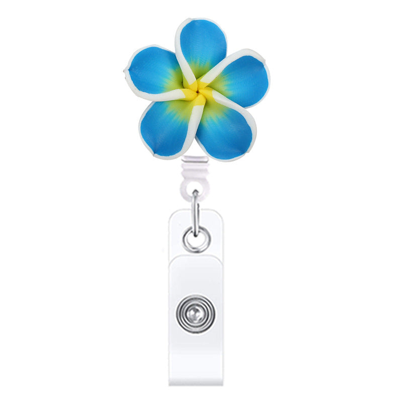 Wholesale Hawaiian Plumeria Badge Reel Handmade Soft y Flower – Casual Bag Charm or ID Accessory
