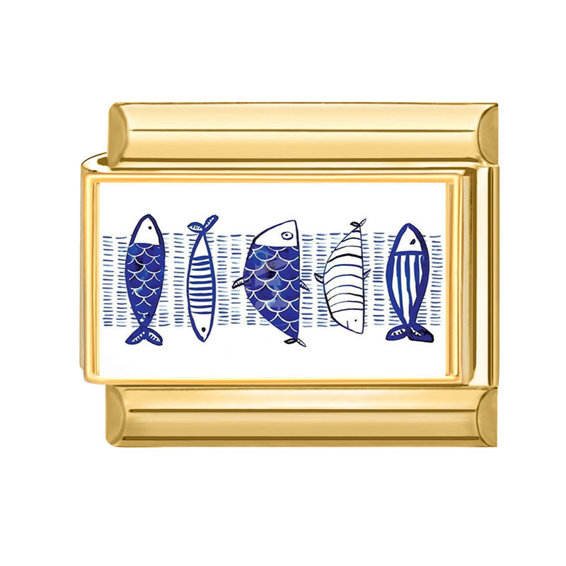 Wholesale 9mm Italian Charm Starter Bracelets DIY Marine Series Stainless Steel Composable Bracelet