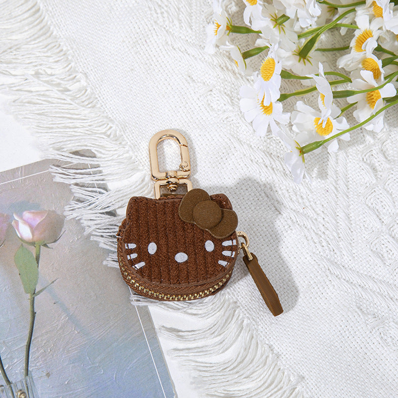 Wholesale Corduroy cartoon kitten bag keychain